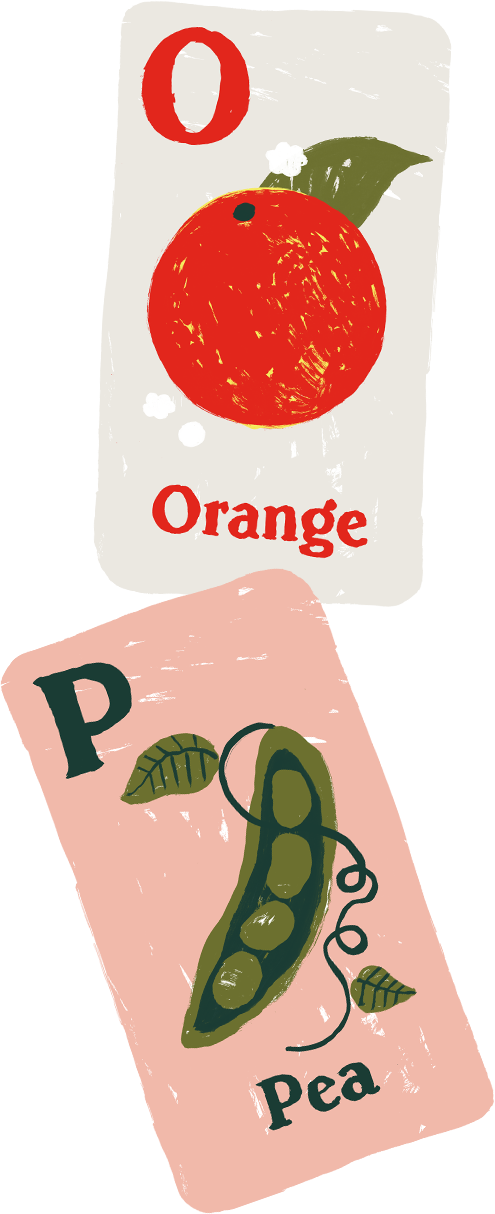 orange and pea cards